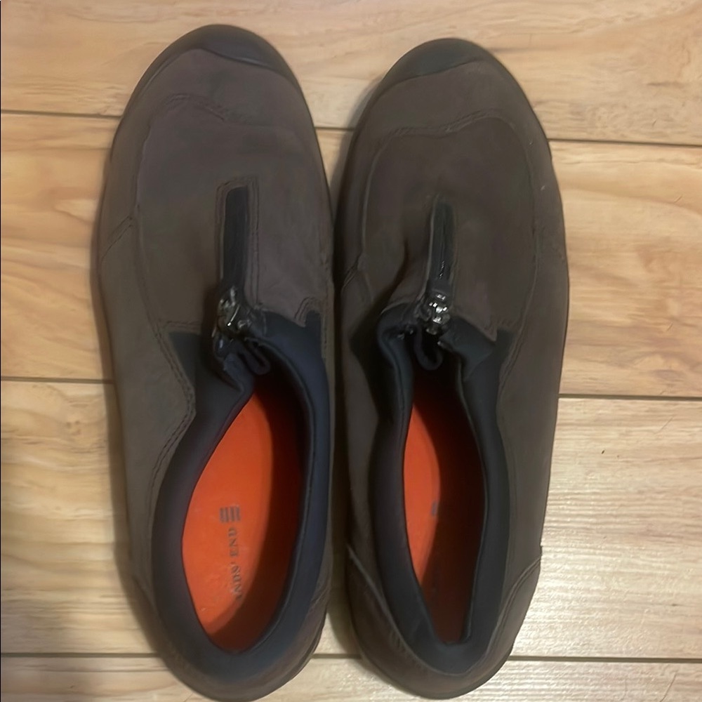 Lands' End Brown Zip Slip-Ons Casual Shoes